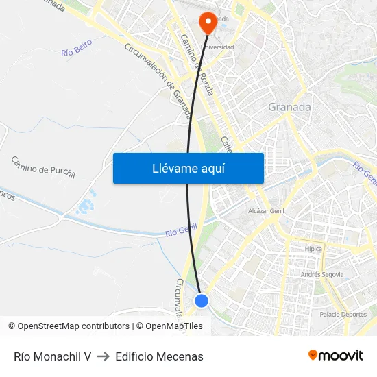 Río Monachil V to Edificio Mecenas map