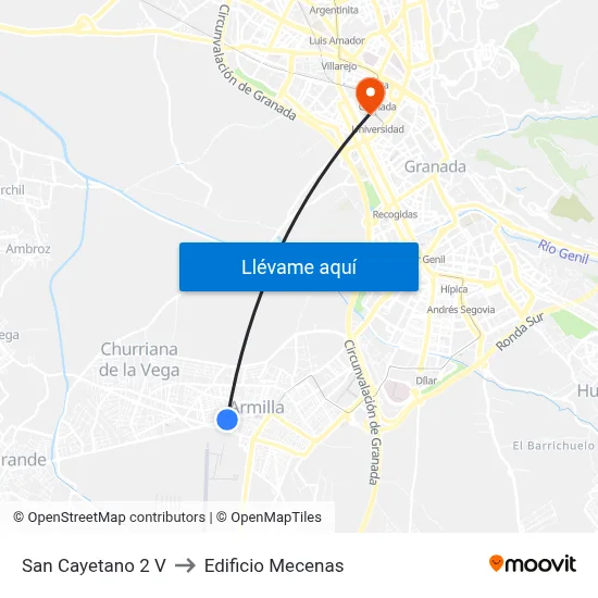 San Cayetano 2 V to Edificio Mecenas map