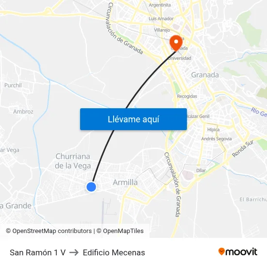 San Ramón 1 V to Edificio Mecenas map