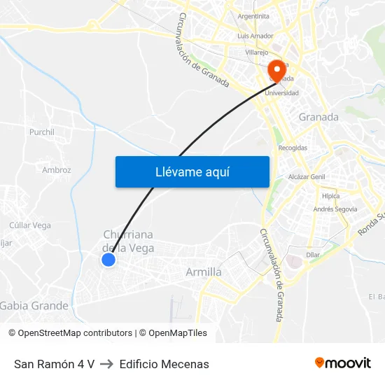 San Ramón 4 V to Edificio Mecenas map