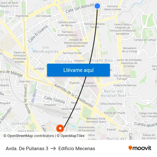 Avda. De Pulianas 3 to Edificio Mecenas map