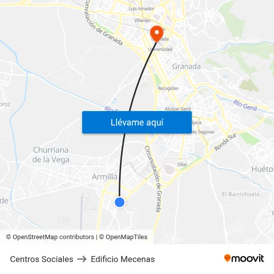 Centros Sociales to Edificio Mecenas map