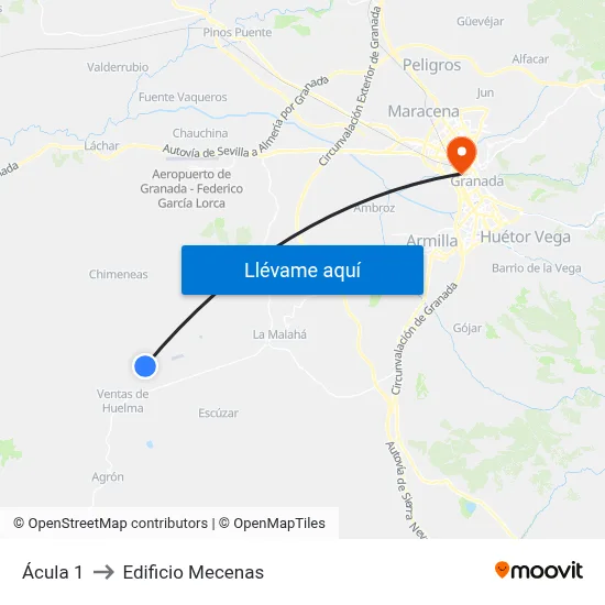 Ácula 1 to Edificio Mecenas map