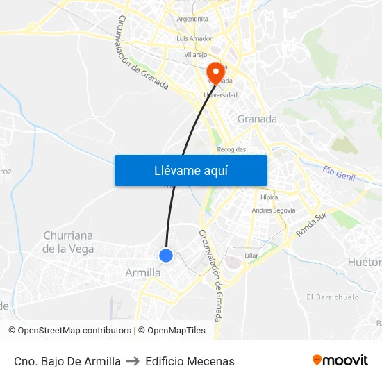 Cno. Bajo De Armilla to Edificio Mecenas map