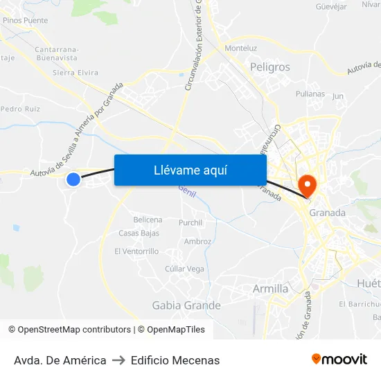 Avda. De América to Edificio Mecenas map