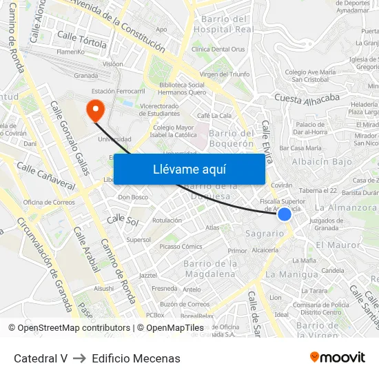 Catedral V to Edificio Mecenas map