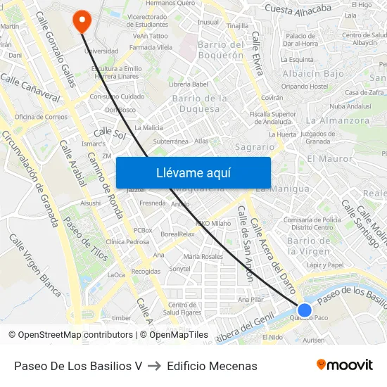Paseo De Los Basilios V to Edificio Mecenas map