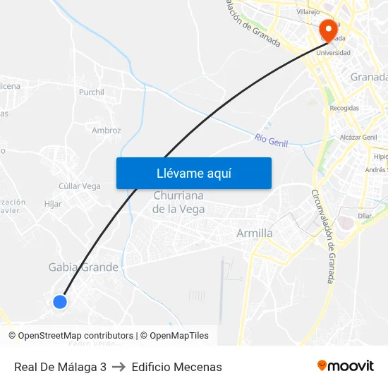 Real De Málaga 3 to Edificio Mecenas map