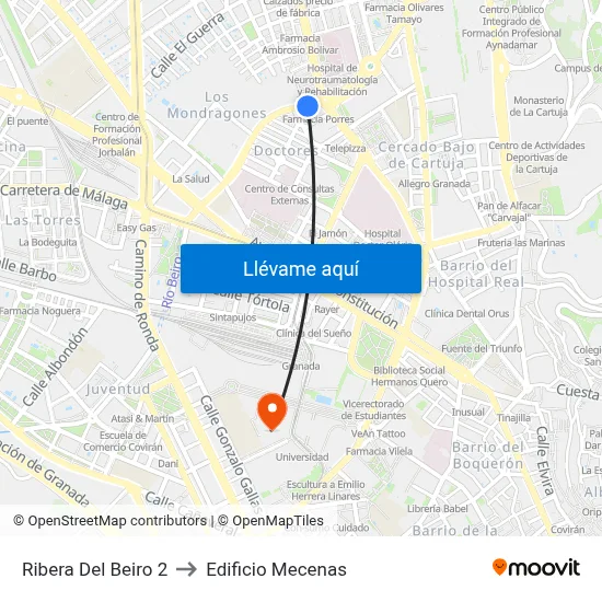 Ribera Del Beiro 2 to Edificio Mecenas map