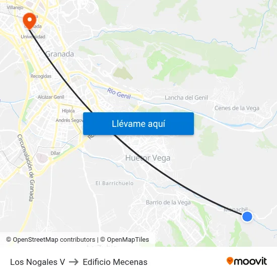 Los Nogales V to Edificio Mecenas map
