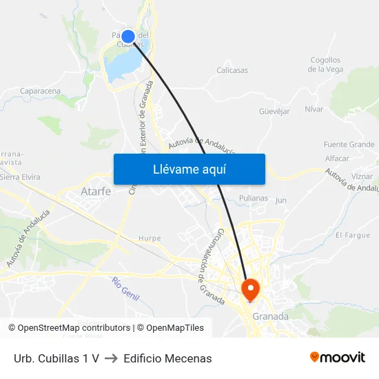 Urb. Cubillas 1 V to Edificio Mecenas map