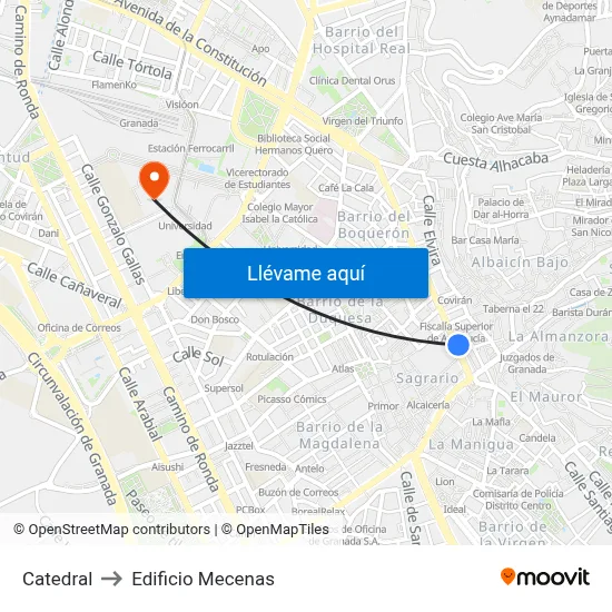 Catedral to Edificio Mecenas map