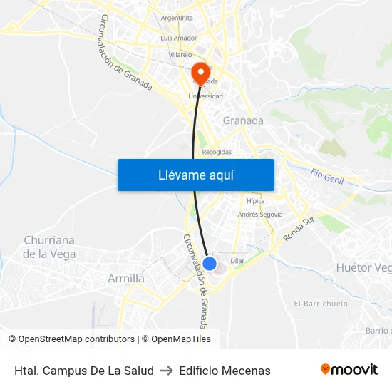 Htal. Campus De La Salud to Edificio Mecenas map