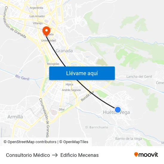 Consultorio Médico to Edificio Mecenas map
