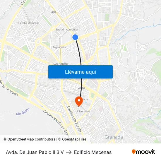 Avda. De Juan Pablo II 3 V to Edificio Mecenas map