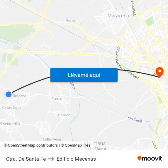Ctra. De Santa Fe to Edificio Mecenas map