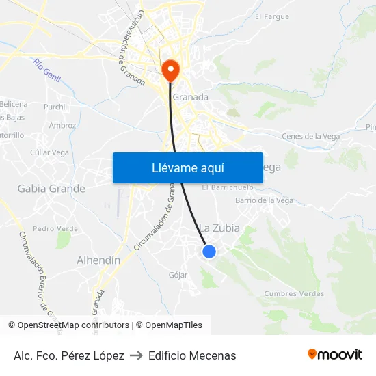 Alc. Fco. Pérez López to Edificio Mecenas map