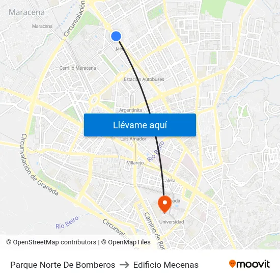 Parque Norte De Bomberos to Edificio Mecenas map