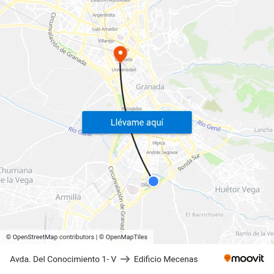 Avda. Del Conocimiento 1- V to Edificio Mecenas map