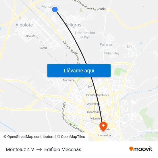 Monteluz 4 V to Edificio Mecenas map
