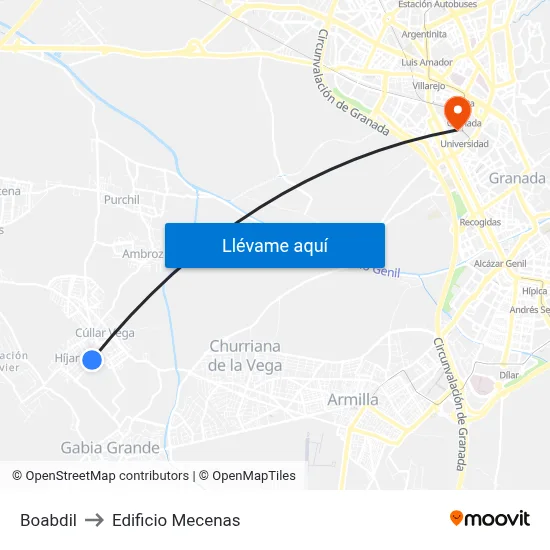 Boabdil to Edificio Mecenas map