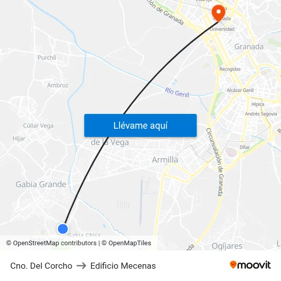 Cno. Del Corcho to Edificio Mecenas map