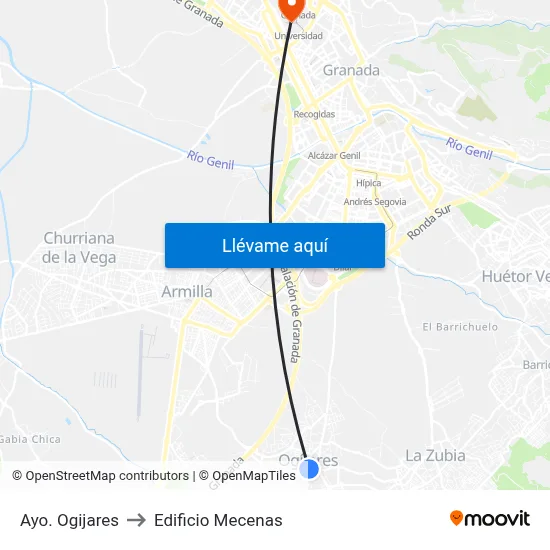 Ayo. Ogijares to Edificio Mecenas map