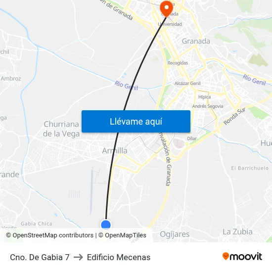 Cno. De Gabia 7 to Edificio Mecenas map