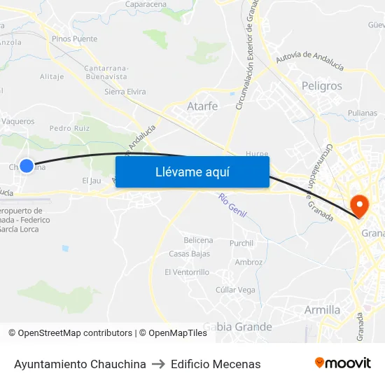 Ayuntamiento Chauchina to Edificio Mecenas map