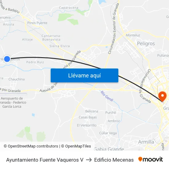 Ayuntamiento Fuente Vaqueros V to Edificio Mecenas map