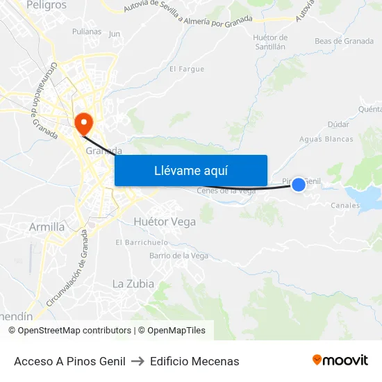 Acceso A Pinos Genil to Edificio Mecenas map