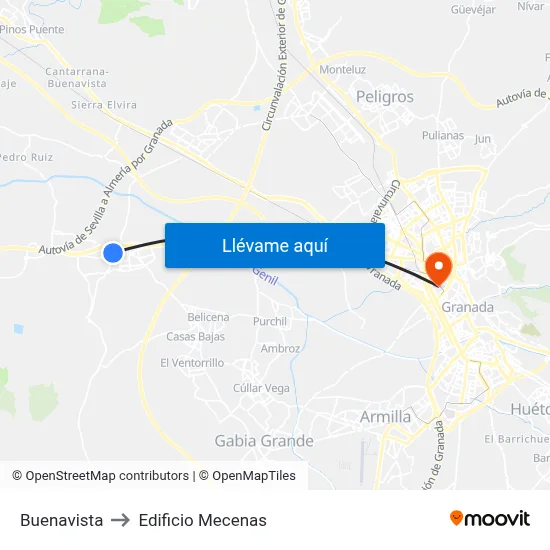 Buenavista to Edificio Mecenas map