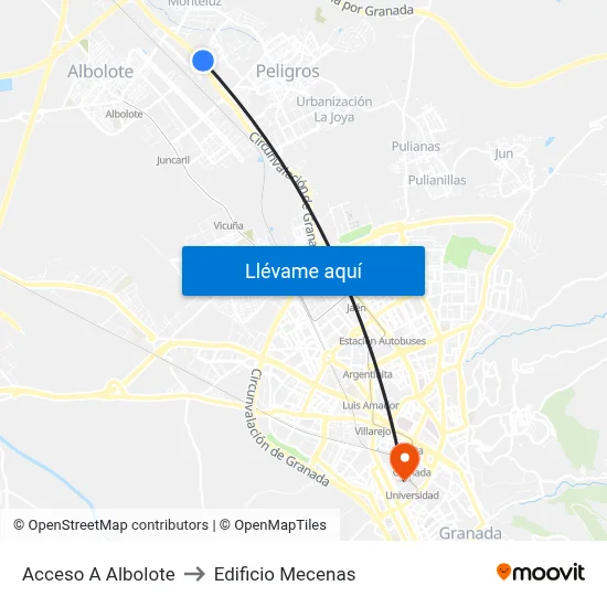Acceso A Albolote to Edificio Mecenas map