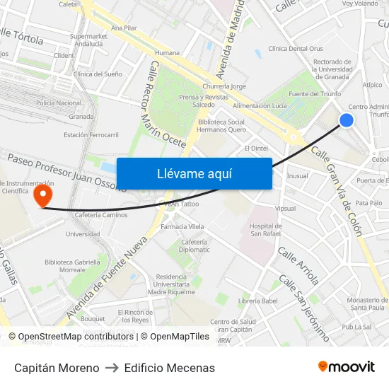 Capitán Moreno to Edificio Mecenas map