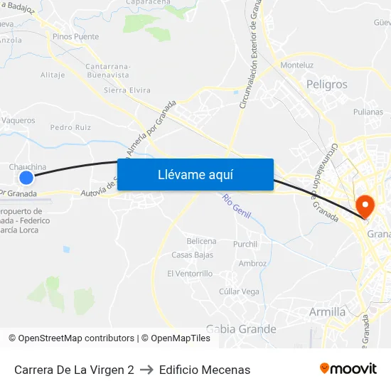 Carrera De La Virgen 2 to Edificio Mecenas map