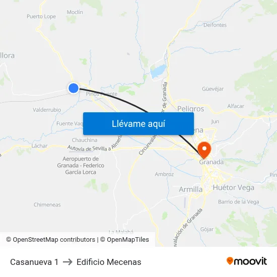 Casanueva 1 to Edificio Mecenas map