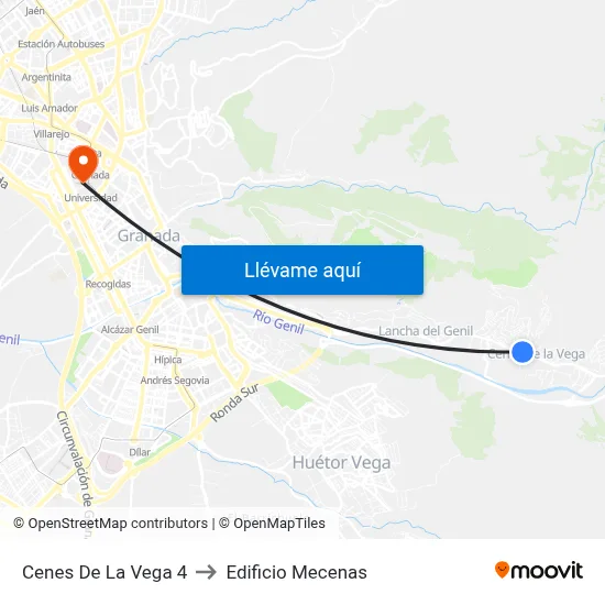Cenes De La Vega 4 to Edificio Mecenas map