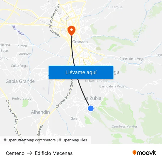 Centeno to Edificio Mecenas map