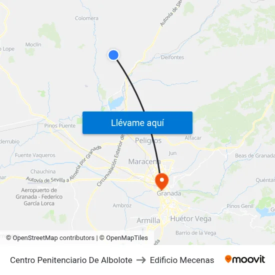 Centro Penitenciario De Albolote to Edificio Mecenas map