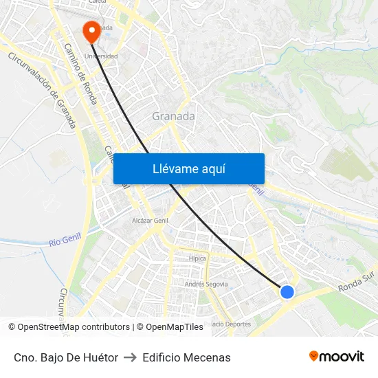 Cno. Bajo De Huétor to Edificio Mecenas map