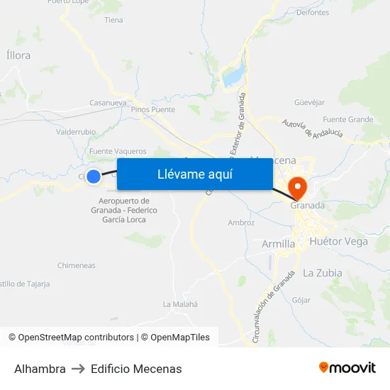 Alhambra to Edificio Mecenas map