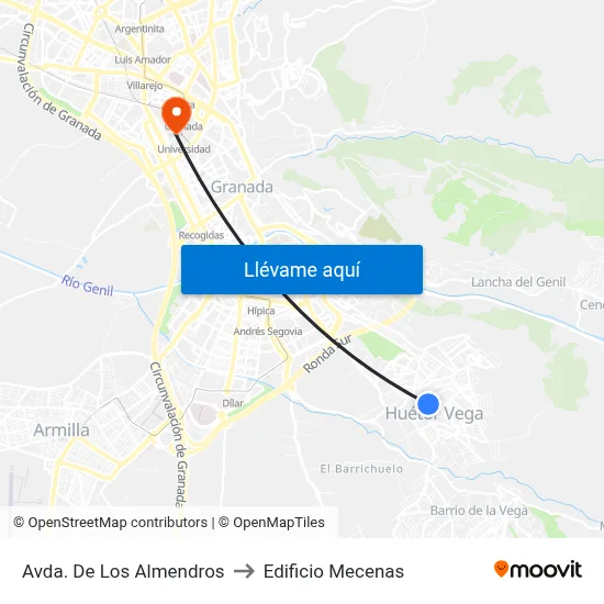 Avda. De Los Almendros to Edificio Mecenas map
