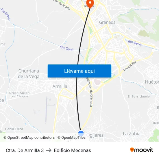 Ctra. De Armilla 3 to Edificio Mecenas map