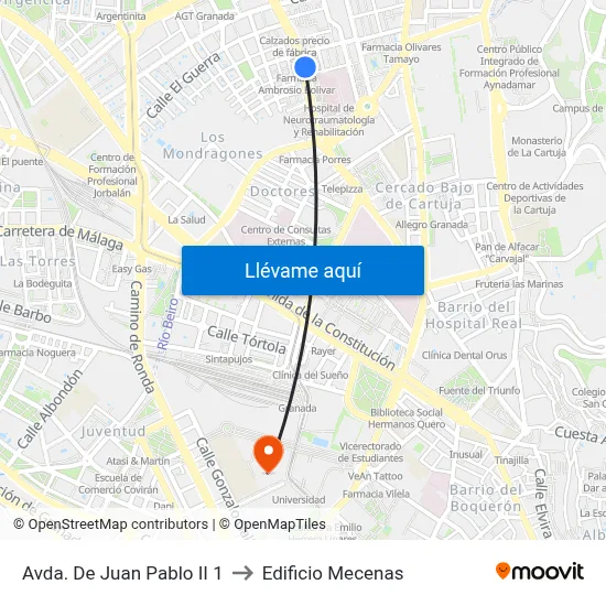 Avda. De Juan Pablo II 1 to Edificio Mecenas map