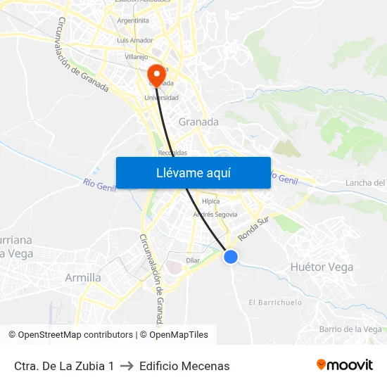 Ctra. De La Zubia 1 to Edificio Mecenas map