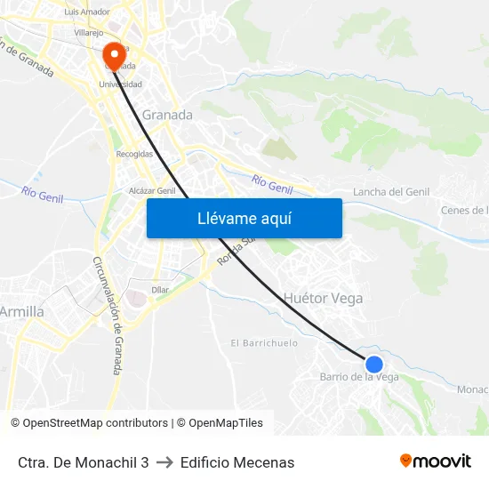 Ctra. De Monachil 3 to Edificio Mecenas map