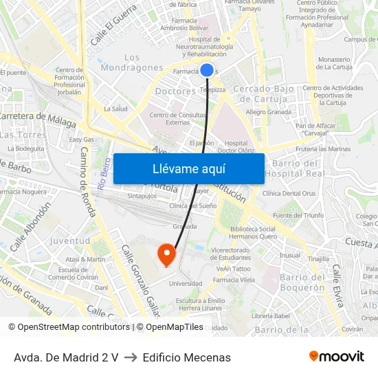 Avda. De Madrid 2 V to Edificio Mecenas map