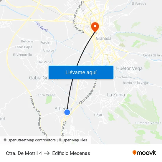 Ctra. De Motril 4 to Edificio Mecenas map