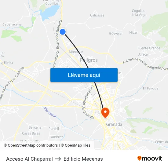 Acceso Al Chaparral to Edificio Mecenas map