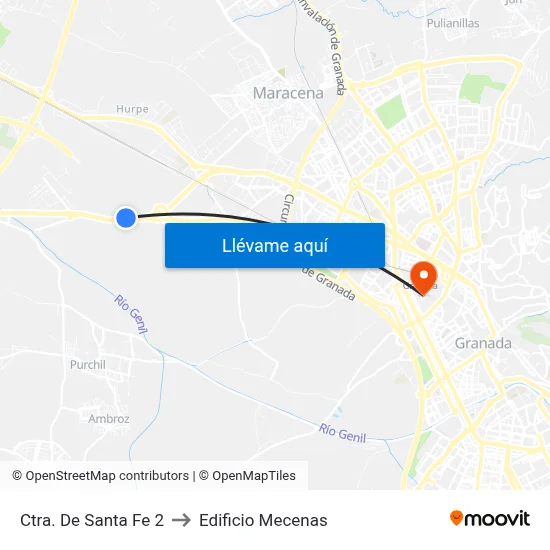 Ctra. De Santa Fe 2 to Edificio Mecenas map